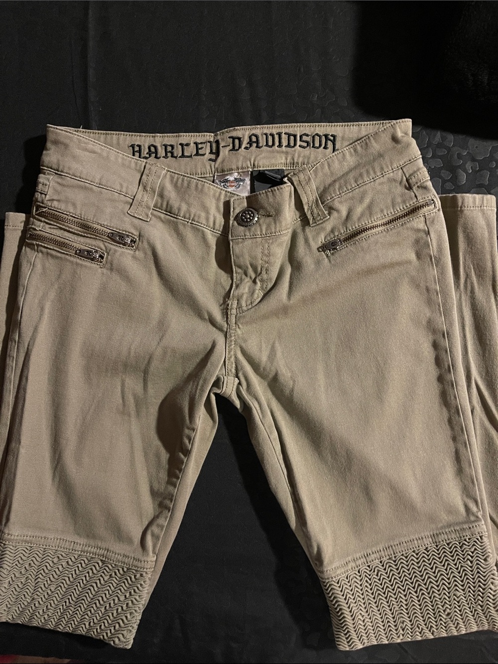 Harley-Davidson Khaki Riding pants with Textured Knee Panels